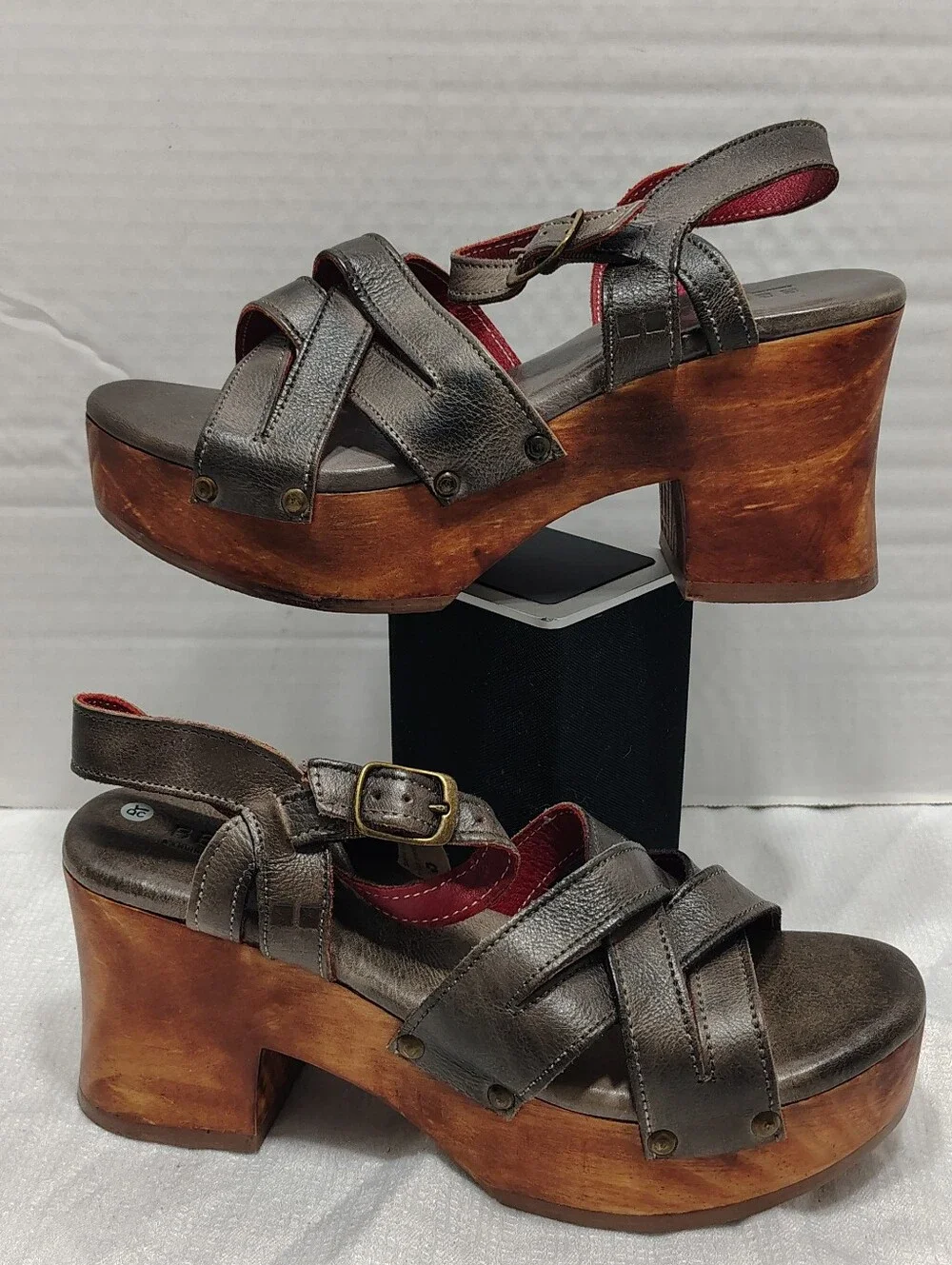 (NEW) Bed Stu Paulina Distressed, Women # 9.5 US Chunky Wooden Platform